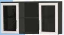 Антресоль большая с двумя стеклодверями ДЛЯ ГОСТИНОЙ АБС-2 Венге/Дуб выбеленный в Москаленки - moskalenki.katalogmebeli.com | фото