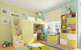 Детская комната Эппл (Зеленый/Белый/корпус Клен) в Москаленки - moskalenki.katalogmebeli.com | фото 2