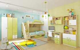 Детская комната Эппл (Зеленый/Белый/корпус Клен) в Москаленки - moskalenki.katalogmebeli.com | фото 3