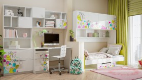 Детская комната Флер (Белый/корпус Выбеленное дерево) в Москаленки - moskalenki.katalogmebeli.com | фото 2