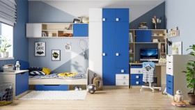 Детская комната Скай (Синий/Белый/корпус Клен) в Москаленки - moskalenki.katalogmebeli.com | фото
