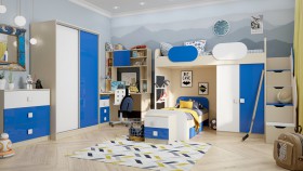 Детская комната Скай Люкс (Синий/Белый/корпус Клен) в Москаленки - moskalenki.katalogmebeli.com | фото 5
