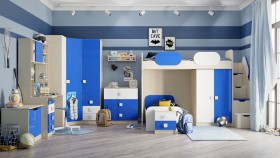 Детская комната Скай Люкс (Синий/Белый/корпус Клен) в Москаленки - moskalenki.katalogmebeli.com | фото 7