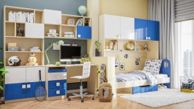 Детская комната Скай Люкс (Синий/Белый/корпус Клен) в Москаленки - moskalenki.katalogmebeli.com | фото 9