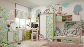 Детская комната Твит (Белый/Зеленый/корпус Клен) в Москаленки - moskalenki.katalogmebeli.com | фото