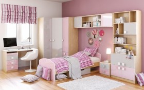 Диван-кровать Грэйси (Розовый/Серый/корпус Клен) в Москаленки - moskalenki.katalogmebeli.com | фото 5