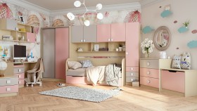 Диван-кровать Грэйси (Розовый/Серый/корпус Клен) в Москаленки - moskalenki.katalogmebeli.com | фото 9