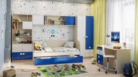 Диван-кровать Скай люкс (Синий/Белый/корпус Клен) в Москаленки - moskalenki.katalogmebeli.com | фото 2