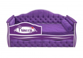 Кровать 160 серии Иллюзия 2 ящика 32 Фиолетовый (мягкие боковые накладки/подушка валик) в Москаленки - moskalenki.katalogmebeli.com | фото