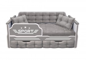 Кровать 160 серии Спорт 2 ящика 45 Серый (подушки) в Москаленки - moskalenki.katalogmebeli.com | фото