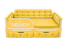 Кровать 160 серии Спорт 2 ящика 74 Жёлтый (мягкие боковые накладки) в Москаленки - moskalenki.katalogmebeli.com | фото 1