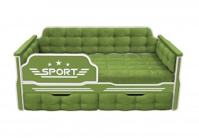 Кровать 160 серии Спорт 2 ящика 76 Зелёный (мягкие боковые накладки) в Москаленки - moskalenki.katalogmebeli.com | фото