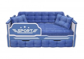 Кровать 160 серии Спорт 2 ящика 85 Синий (подушки) в Москаленки - moskalenki.katalogmebeli.com | фото