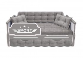 Кровать 170 серии Спорт 1 ящик 45 Серый (подушки) в Москаленки - moskalenki.katalogmebeli.com | фото