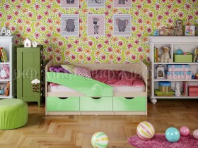 Кровать Бабочки 1,6м (Салатовый металлик) в Москаленки - moskalenki.katalogmebeli.com | фото