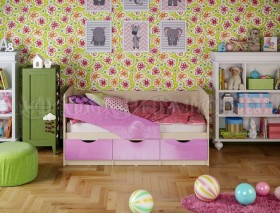 Кровать Бабочки 1,6м (Сиреневый металлик) в Москаленки - moskalenki.katalogmebeli.com | фото