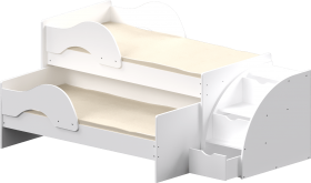 Кровать детская Матрешка выкатная с лестницей Белый в Москаленки - moskalenki.katalogmebeli.com | фото