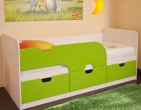 Кровать детская Минима 1,86м с ящиками (дуб атланта/лайм глянец) в Москаленки - moskalenki.katalogmebeli.com | фото 1