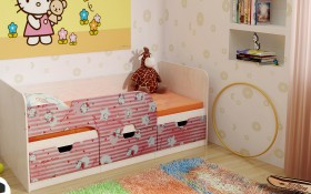 Кровать детская Минима Лего 1,86м с ящиками (дуб атланта/лиловый сад) в Москаленки - moskalenki.katalogmebeli.com | фото 4