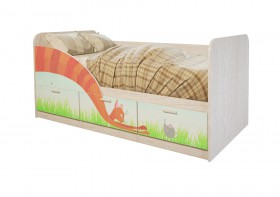 Кровать детская Минима Лего 1,86м с ящиками (дуб атланта/лиловый сад) в Москаленки - moskalenki.katalogmebeli.com | фото 9