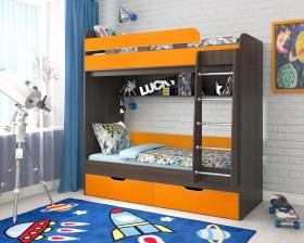 Кровать двухъярусная Юниор-5  Бодего/Оранжевый в Москаленки - moskalenki.katalogmebeli.com | фото 1