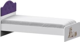Кровать Каспер с мягкой спинкой и фотопечатью (800х1900)Белый/Фиолетовый в Москаленки - moskalenki.katalogmebeli.com | фото 1
