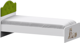 Кровать Каспер с мягкой спинкой и фотопечатью (800х1900)Белый/Лайм в Москаленки - moskalenki.katalogmebeli.com | фото 1