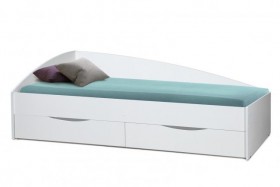 Кровать одинарная "Фея - 3" (асимметричная) (2000х900) New/(белый / белый / ДВПО белый) в Москаленки - moskalenki.katalogmebeli.com | фото 1