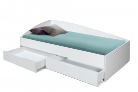 Кровать одинарная "Фея - 3" (асимметричная) (2000х900) New/(белый / белый / ДВПО белый) в Москаленки - moskalenki.katalogmebeli.com | фото 3