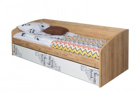Кровать с 2 ящиками «Оксфорд» (Ривьера/Белый с рисунком) в Москаленки - moskalenki.katalogmebeli.com | фото 3