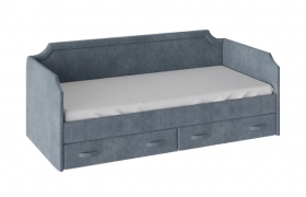 Кровать с мягкой обивкой и ящиками «Кантри» Тип 1 (900) (Замша синяя) в Москаленки - moskalenki.katalogmebeli.com | фото