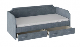 Кровать с мягкой обивкой и ящиками «Кантри» Тип 1 (900) (Замша синяя) в Москаленки - moskalenki.katalogmebeli.com | фото 2