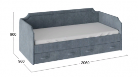 Кровать с мягкой обивкой и ящиками «Кантри» Тип 1 (900) (Замша синяя) в Москаленки - moskalenki.katalogmebeli.com | фото 3