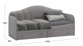 Кровать с мягкой спинкой и ящиками «Сабрина» 900 Светло-серый в Москаленки - moskalenki.katalogmebeli.com | фото 3