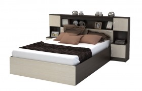 Кровать с прикроватным блоком КР 552 Спальня Basya (венге/белфорт) в Москаленки - moskalenki.katalogmebeli.com | фото