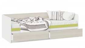 Кровать «Сканди» с 2 ящиками Дуб Гарден/Белый/Зеленый в Москаленки - moskalenki.katalogmebeli.com | фото 2