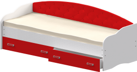 Кровать Софа-7 с мягкой спинкой (800х1900) Белый/Красный в Москаленки - moskalenki.katalogmebeli.com | фото