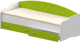 Кровать Софа-7 с мягкой спинкой (800х1900) Белый/Лайм в Москаленки - moskalenki.katalogmebeli.com | фото 1