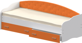 Кровать Софа-7 с мягкой спинкой (800х1900) Белый/Оранжевый в Москаленки - moskalenki.katalogmebeli.com | фото
