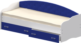 Кровать Софа-7 с мягкой спинкой (800х1900) Белый/Синий в Москаленки - moskalenki.katalogmebeli.com | фото