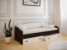 Кровать Софа-7 с мягкой спинкой (800х1900) Венге/ Белый в Москаленки - moskalenki.katalogmebeli.com | фото 1