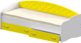 Кровать Софа-8 с мягкой спинкой (900х1900) Белый/Желтый в Москаленки - moskalenki.katalogmebeli.com | фото