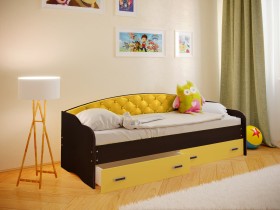 Кровать Софа-8 с мягкой спинкой (900х1900) Венге/Желтый в Москаленки - moskalenki.katalogmebeli.com | фото