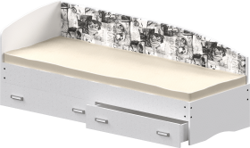 Кровать Софа-9 с мягкой спинкой с рисунком Милана (900х1900) Белый в Москаленки - moskalenki.katalogmebeli.com | фото