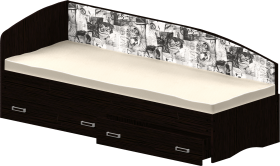 Кровать Софа-9 с мягкой спинкой с рисунком Милана (900х1900) Венге в Москаленки - moskalenki.katalogmebeli.com | фото