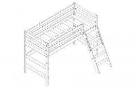 Кровать Соня вариант 6 полувысокая с наклонной лестницей Лаванда в Москаленки - moskalenki.katalogmebeli.com | фото 2