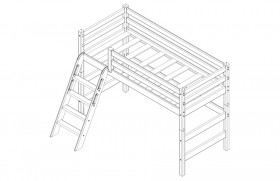 Кровать Соня вариант 6 полувысокая с наклонной лестницей Лаванда в Москаленки - moskalenki.katalogmebeli.com | фото 3