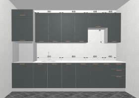 Кухня Квадро 3,2 м (высокие модули/Железо/Серый) в Москаленки - moskalenki.katalogmebeli.com | фото 3
