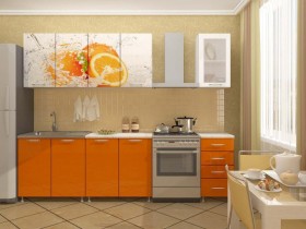 Кухонный гарнитур 1,8м Апельсин (Белый/Оранжевый металлик/Фотопечать апельсин) в Москаленки - moskalenki.katalogmebeli.com | фото 1