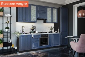 Кухня Ницца высокие модули (Дуб чернильный/корпус венге) в Москаленки - moskalenki.katalogmebeli.com | фото